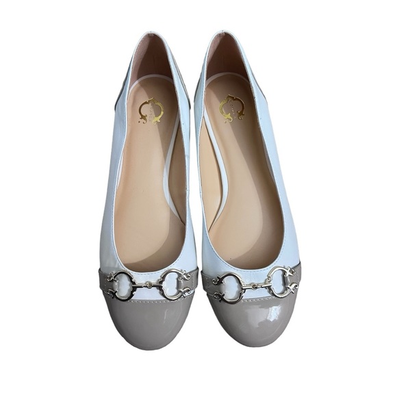 C. Wonder Tan Cream Leather Patent Ballet Flats Horse Bit Cap Toe Two-tone 7.5 - Picture 4 of 15
